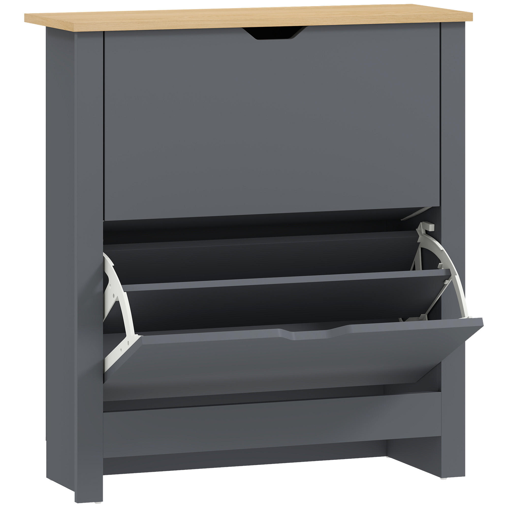 SCHUHSCHRANK Spanplatte Dunkelgrau - Dunkelgrau/Grau, Holzwerkstoff/Kunststoff (26/80/72cm) - HOMCOM