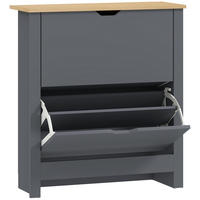 SCHUHSCHRANK Spanplatte Dunkelgrau - Dunkelgrau/Grau, Holzwerkstoff/Kunststoff (26/80/72cm) - HOMCOM