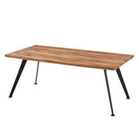 ESSTISCH - Eiche massiv / Metall - Eichefarben/Schwarz, Holz (100/200/77cm) - home24