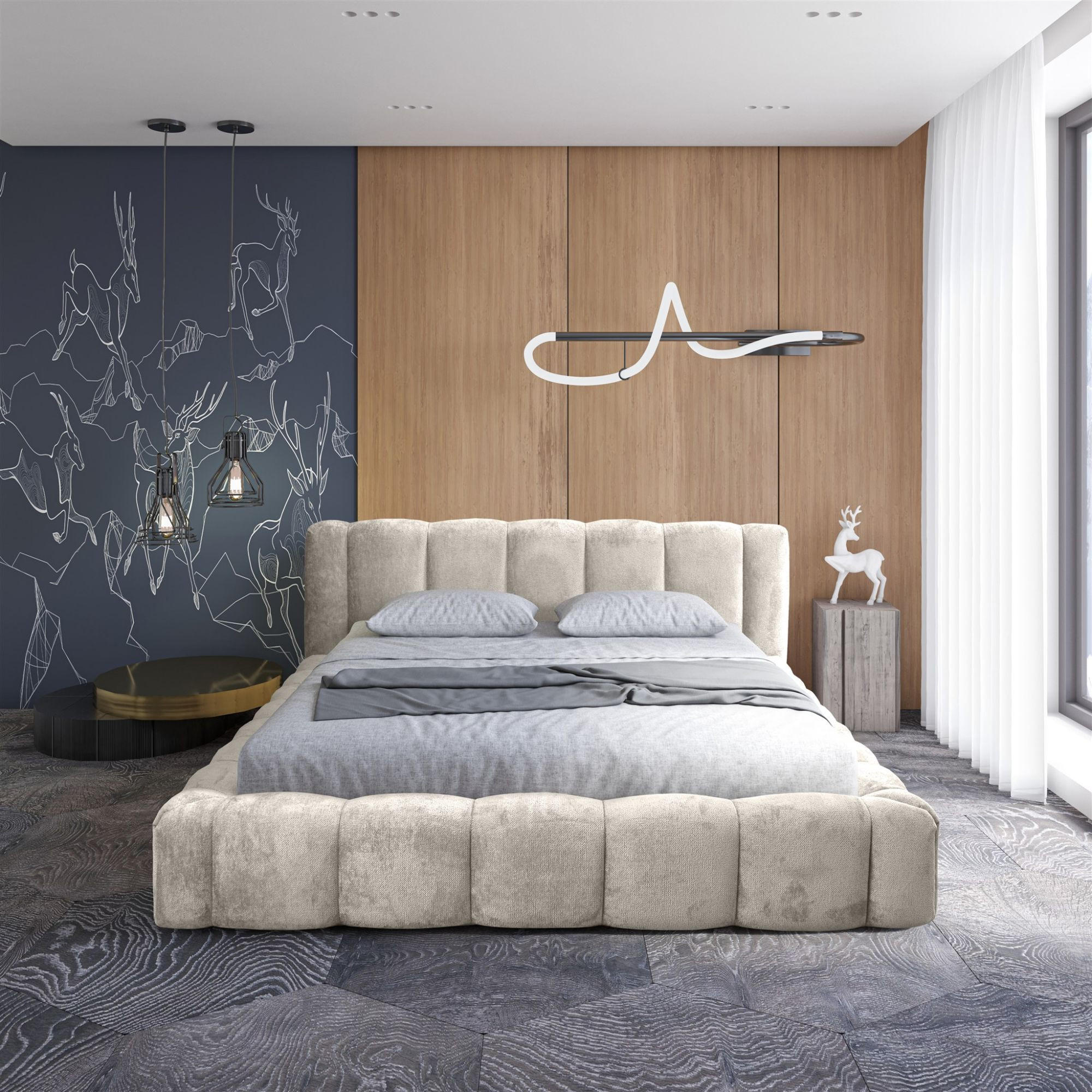 Thumbnail - Fun Möbel Polsterbett, Weiß, Textil, 180x200 cm, Schlafzimmer, Betten, Polsterbetten