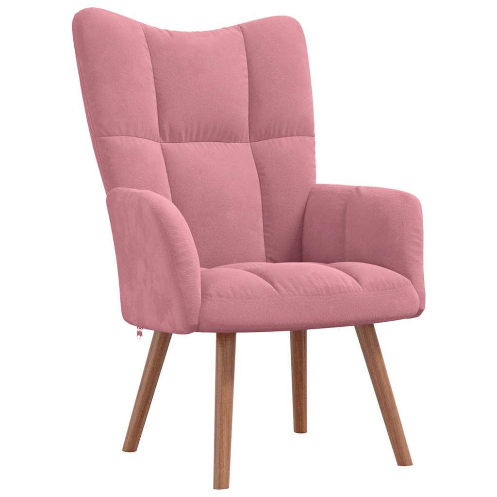 RELAXSESSEL Rosa Samt - Rosa, Naturmaterialien (69/95.5/61.5cm) - vidaXL