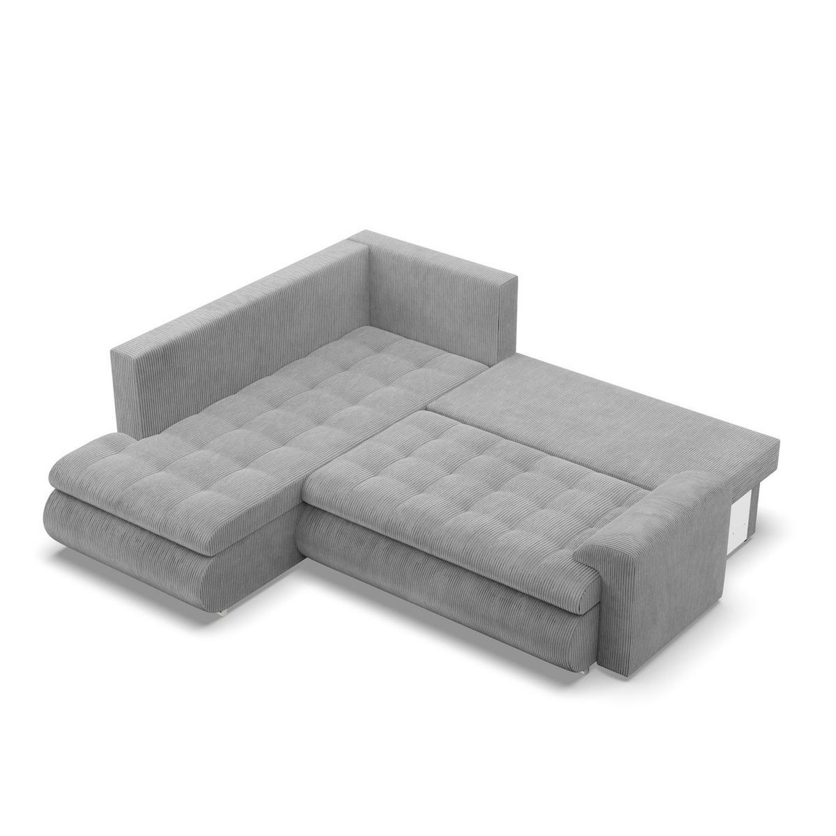 ECKSOFA LINKS MIT SCHLAFFUNKTION FORESTA, Cord - Grau - Grau, Textil (230/200cm) - Mebligo