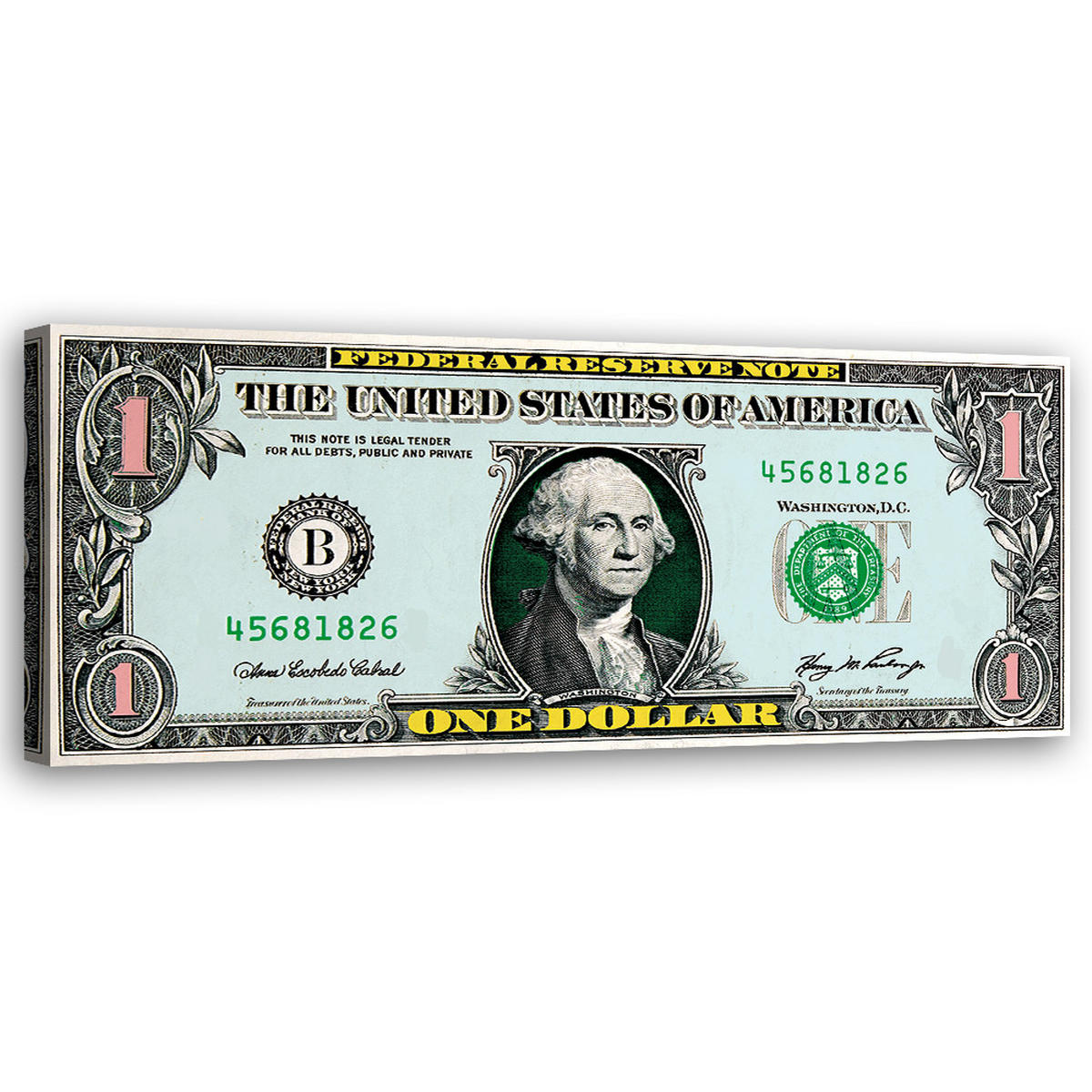 WANDBILD amerikanischer dollar - Grün, Textil (90/30cm) - Feeby