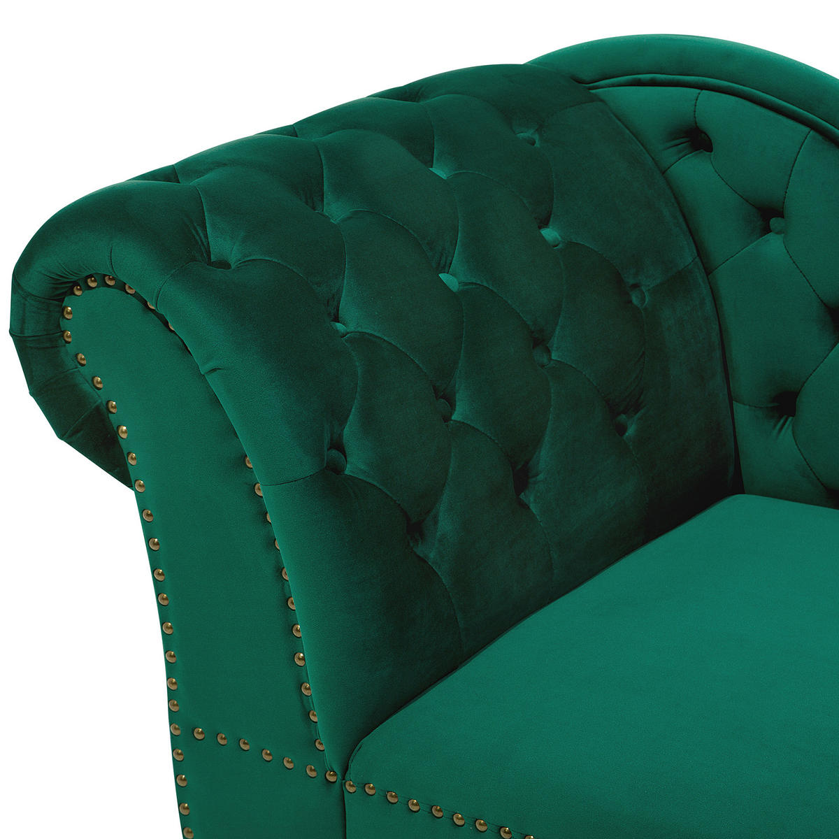 CHAISELONGUE Samtstoff grün linksseitig Nimes - Schwarz/Grün, Textil (170/79/61cm) - Beliani