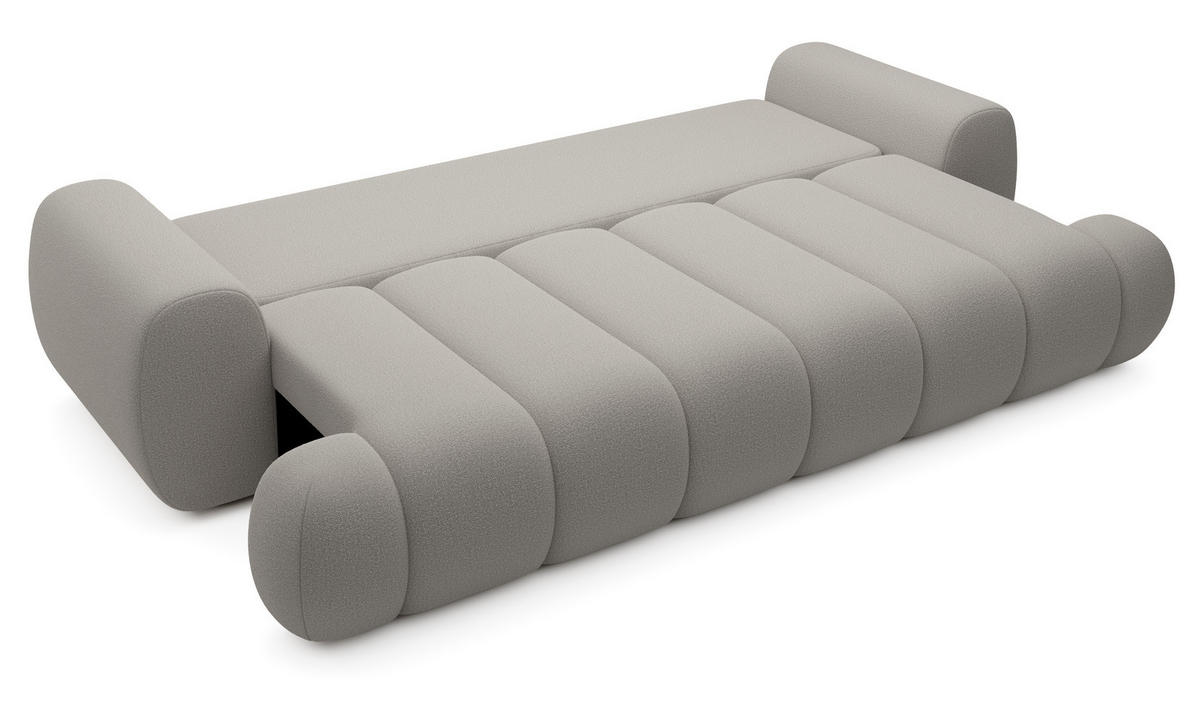 SOFA 260 cm mit Schlaffunktion Puro, Bettkasten, Modern Design, Hellgrau - Hellgrau, Holz (263/81/110cm) - Emporius
