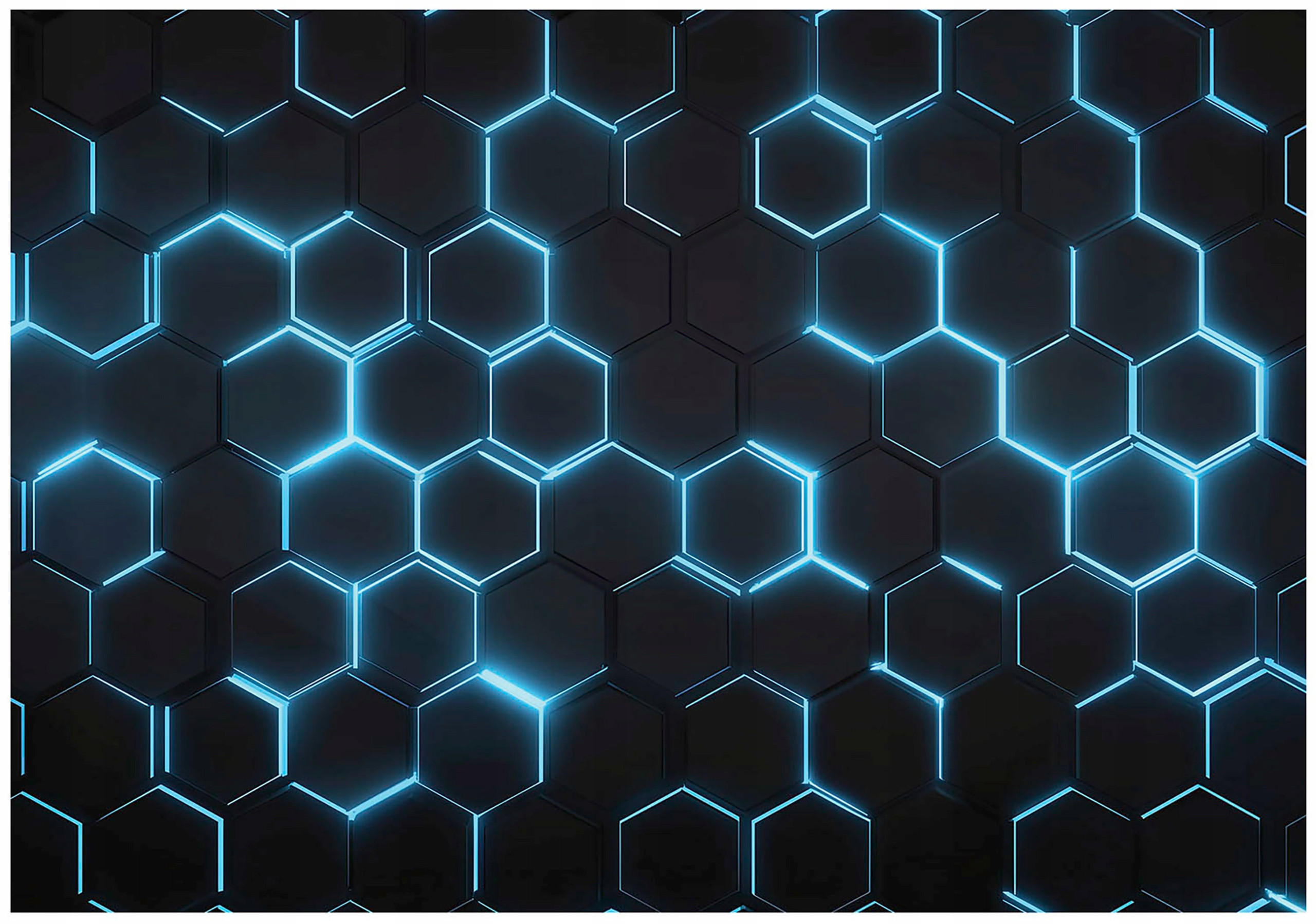 FOTOTAPETE Kinderzimmer 3D Effekt Hexagone 350x250 - Multicolor, Papier (350/250cm) - Wallarena