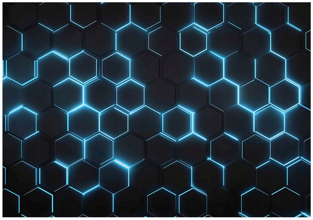 FOTOTAPETE Kinderzimmer 3D Effekt Hexagone 350x250 - Multicolor, Papier (350/250cm) - Wallarena