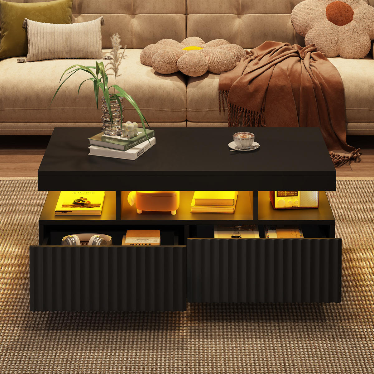 COUCHTISCH Schwarz 100/50/45 cm - Schwarz, Holzwerkstoff (50/100/45cm) - PANGIVO