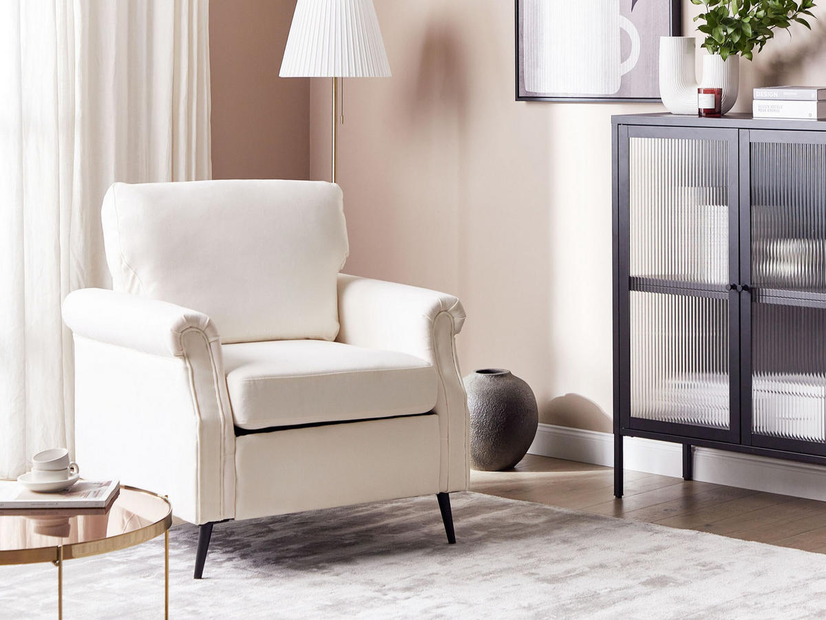 SESSEL Polsterbezug Weiß Vietas - Weiß, Textil/Metall (85/88/67cm) - Beliani