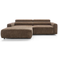 ROHOVÁ pohovka Fando s elektricky výsuvným sedákem, světle hnědý ženil, levá - černá/světle hnědá, textil/plast (252/182cm) - Selsey