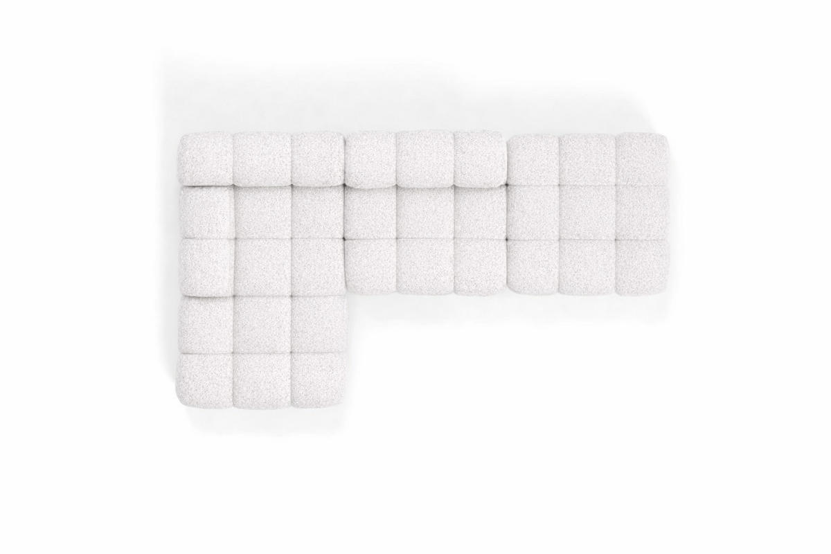 ECKSOFA L-Form Modular Mit Hocker, Bouclé-Stoff Abriamo, Ecru, Links, Selia - Ecru, Holz (285/160cm) - Kaiser Möbel