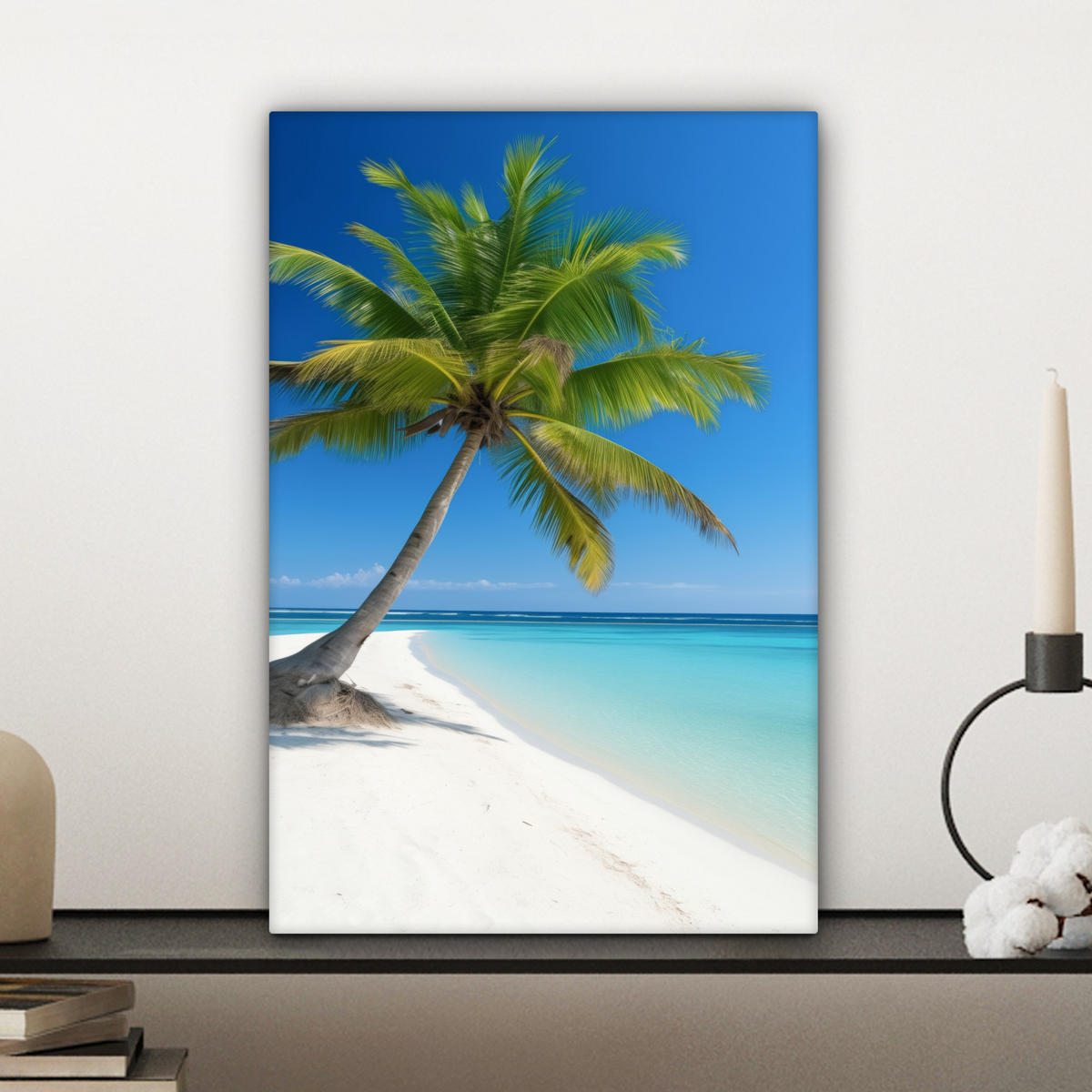 LEINWANDBILD Strand - Palme - Tropisch - Meer 20x30 cm - Grün, Textil (20/30cm) - MuchoWow