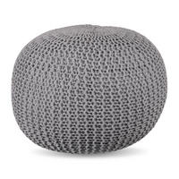 STRICKPOUF - Hellgrau/Grau, Kunststoff/Textil (46/33/46cm) - Relaxdays