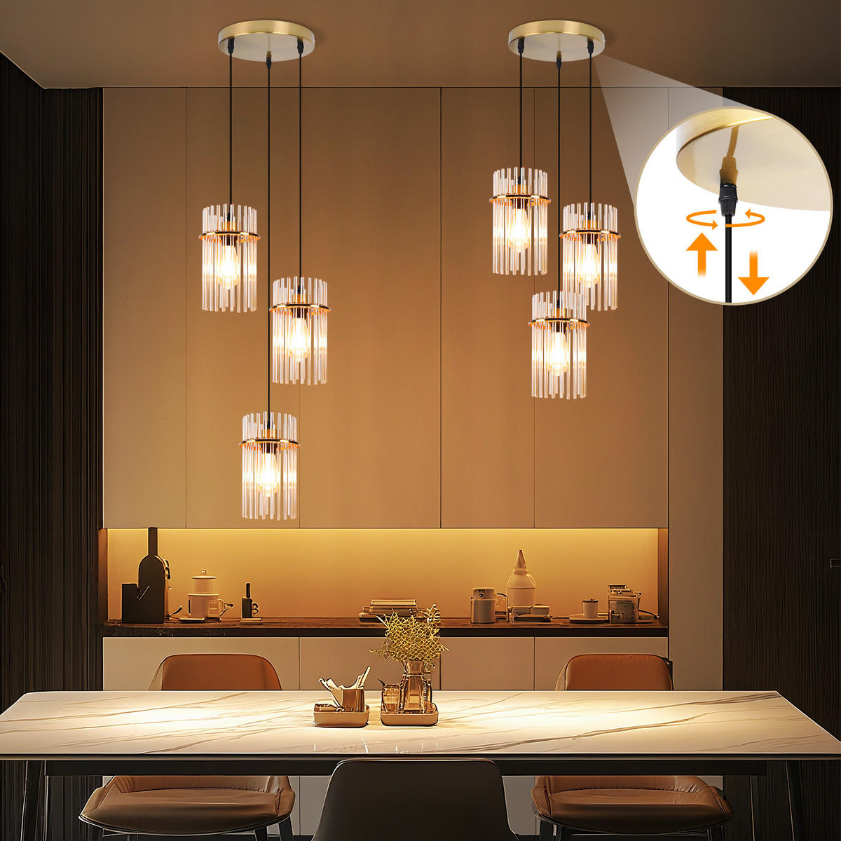 PENDELLEUCHTE Sage 25/25/150 cm - Goldfarben, Glas (25/25/150cm) - ZMH
