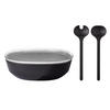SERVIERSCHALE MIT DECKEL & SALATBESTECK Silueta Nordic Black 4000 ml - Schwarz, Kunststoff (30.1cm) - Mepal