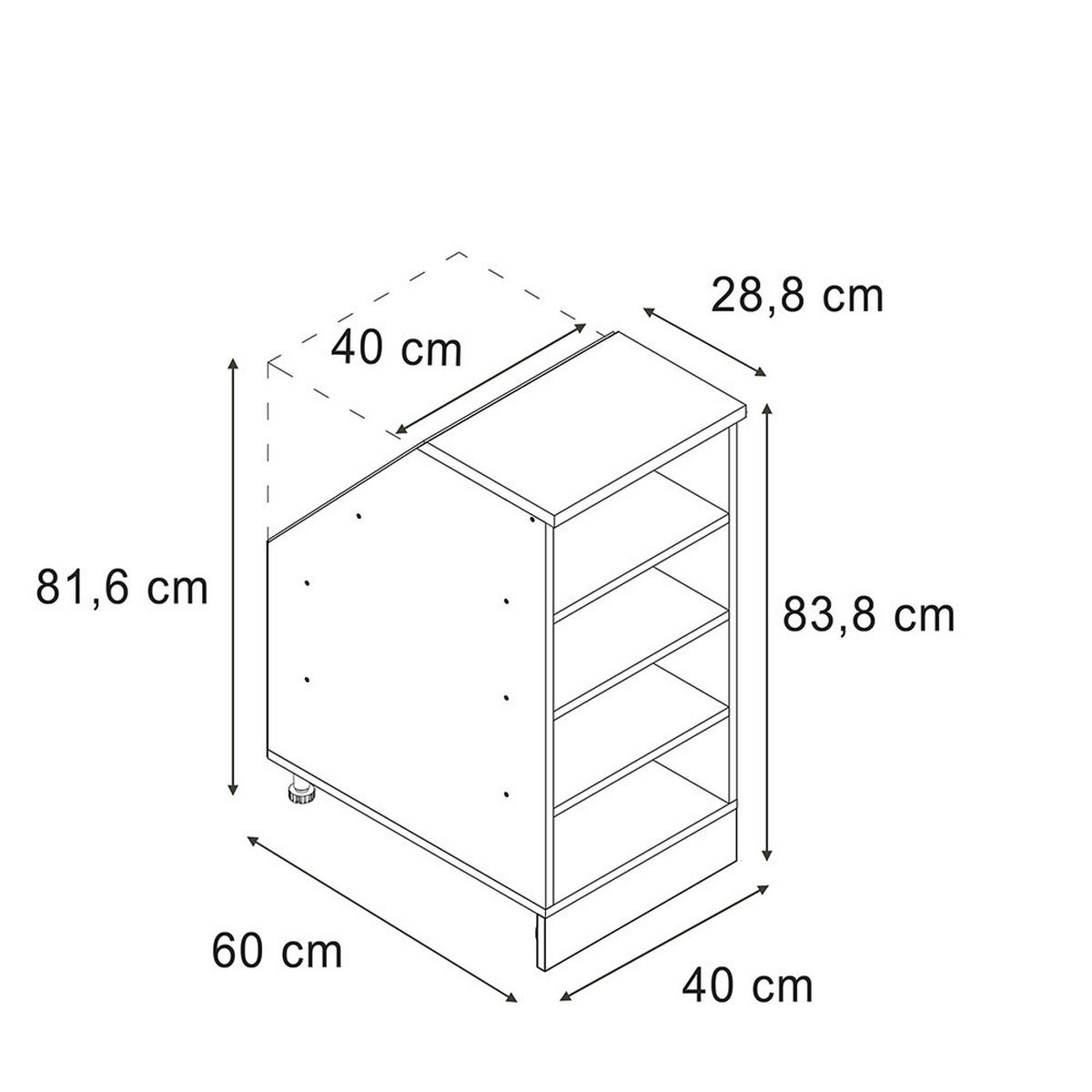 SKRIŇA POD ŠIKMÚ STRECHU Rion biely 40 x 81.8 cm s 4 priehradkami, korpus skrine hĺbka 60 cm - biela, kompozitné drevo (40/83.8/60cm) - Vicco