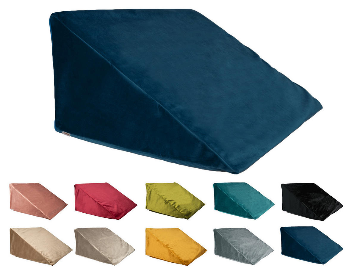 KEILKISSENHÜLLE Samt&Sonders admiral-blau 62/49/30 cm - Blau/Dunkelblau, Textil (49/62cm) - beties Heimtextil