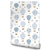 VLIESTAPETE Heißluftballons und Sterne – Hellblau, Beige, Weiß – 50x1000 cm - Beige/Weiß, Papier (50/1000cm) - Muralo