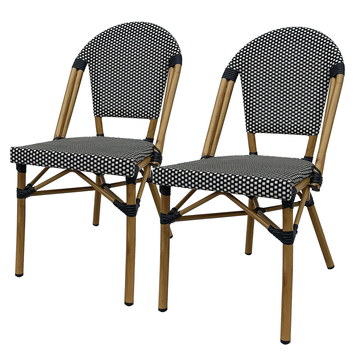 GARTENSITZGRUPPE - Textilene / Marmor - Schwarz / Weiß - 3-teilig - Schwarz/Weiß, Naturmaterialen/Textil - home24