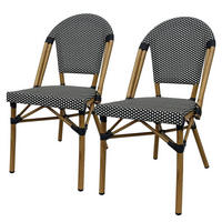 GARTENSITZGRUPPE - Textilene / Marmor - Schwarz / Weiß - 3-teilig - Schwarz/Weiß, Naturmaterialen/Textil - home24