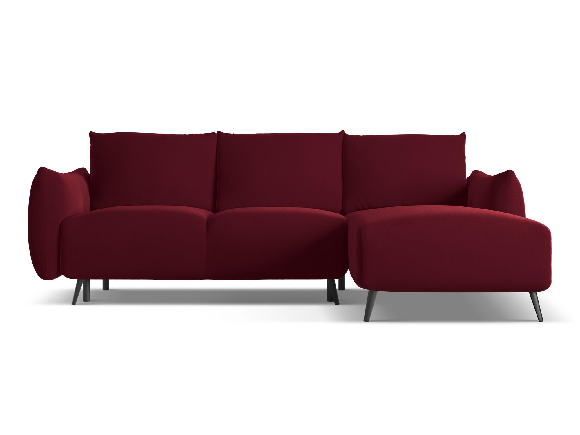 ECKSOFA mit Schlaffunktion Samt Stoff Rot - Bordeaux/Rot, Textil/Metall (242/162cm) - Makamii