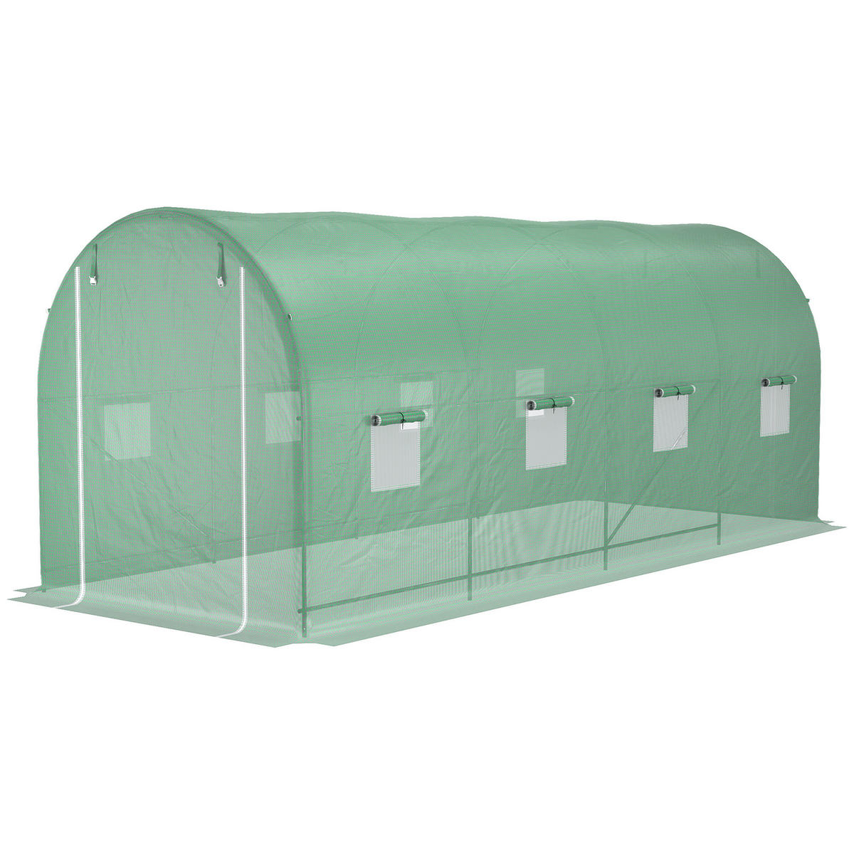 GEWÄCHSHAUS DE-05729 500x200x205 cm, mit Tür & 8 Fenstern Grün - Grün, Kunststoff/Metall (200/205/500cm) - ComfortXL