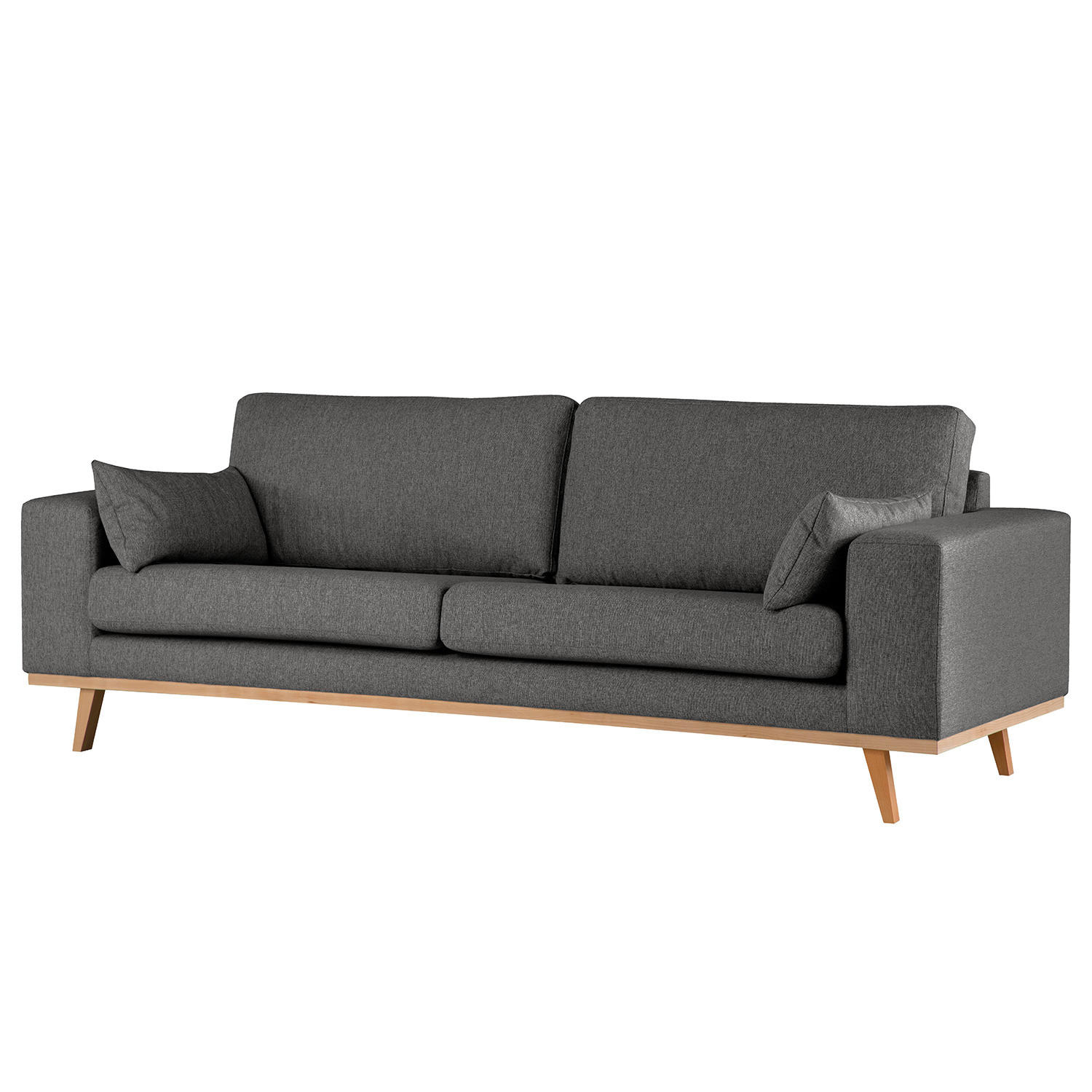 2-SITZER SOFA - Dunkelgrau/Buchefarben, Textil (197/81/88cm) - home24