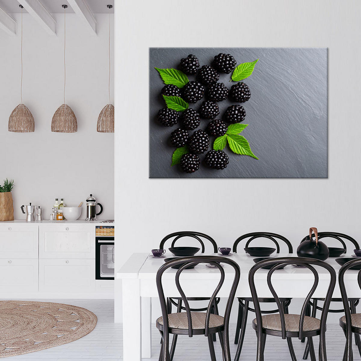 LEINWANDBILD Brombeeren Früchte Natur 60x40cm - Grau, Textil (60/40cm) - Feeby