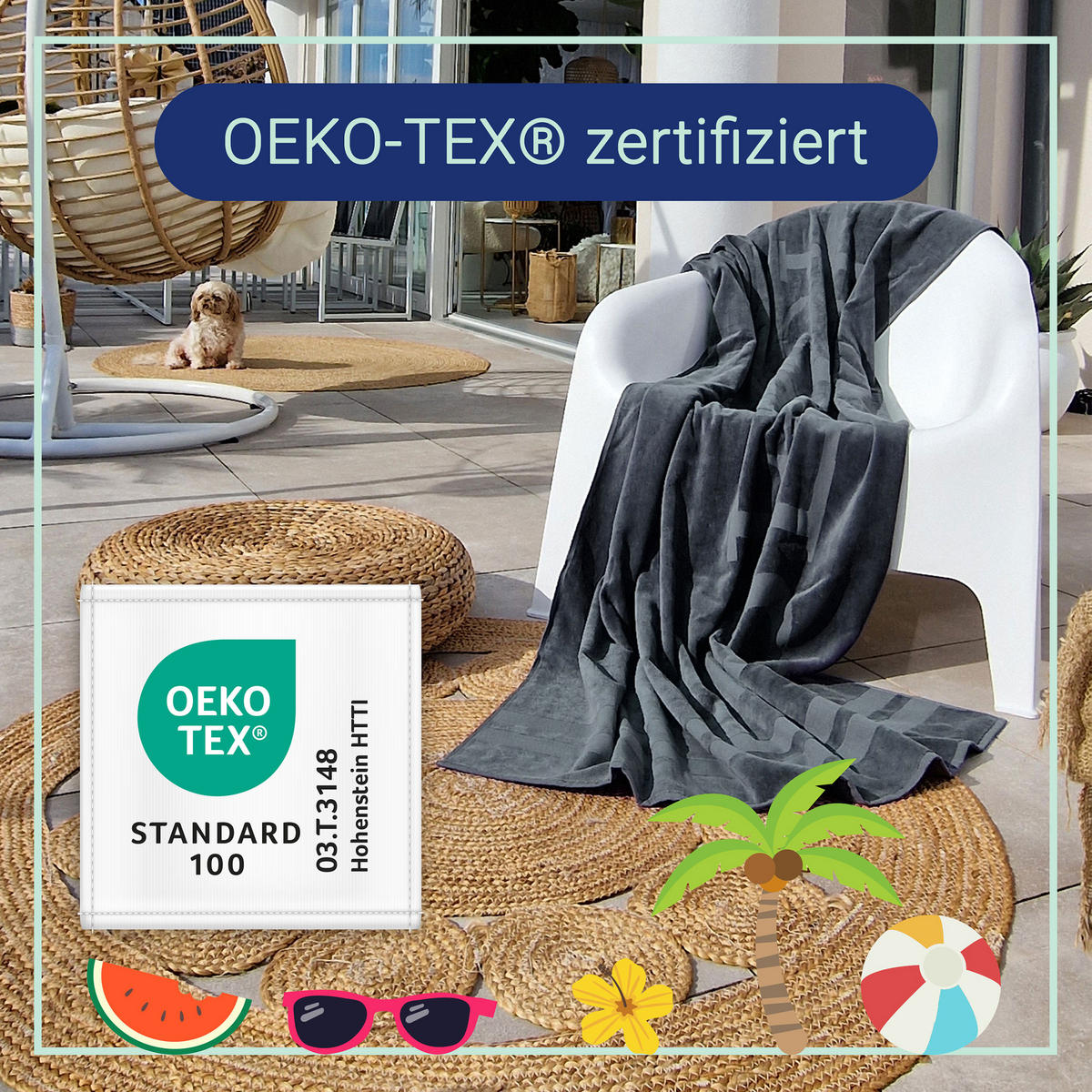 STRANDTUCH, 100x200 cm, 100% Baumwolle, Grau - Grau, Textil (100/200cm) - Zollner
