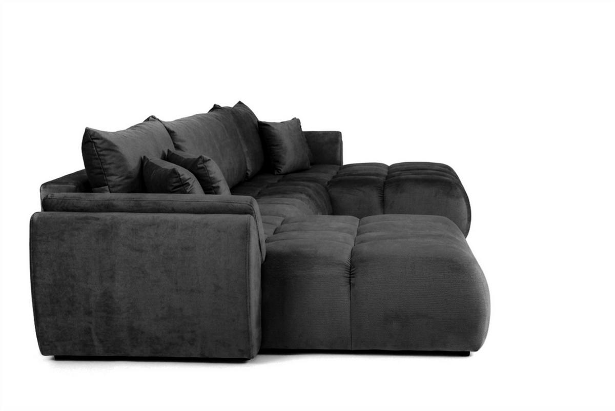 WOHNLANDSCHAFT Collin Mit Schlaffunktion - Dunkelgrau, Holzwerkstoff/Textil (382/85/185cm) - Fun Möbel