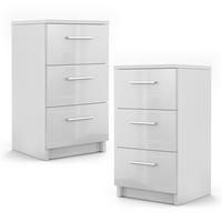 NACHTTISCH Weiß Hochglanz 38 x 66 cm 2er Set - Weiß Hochglanz, Holzwerkstoff (38/66/35cm) - Vicco