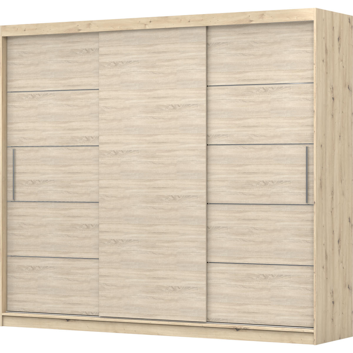 SCHWEBETÜRENSCHRANK ALBA ohne Spiegel Sonoma Eiche, mit LED Beleuchtung 250 cm - Sonoma Eiche, Holz (250/218/61cm) - imoebel24