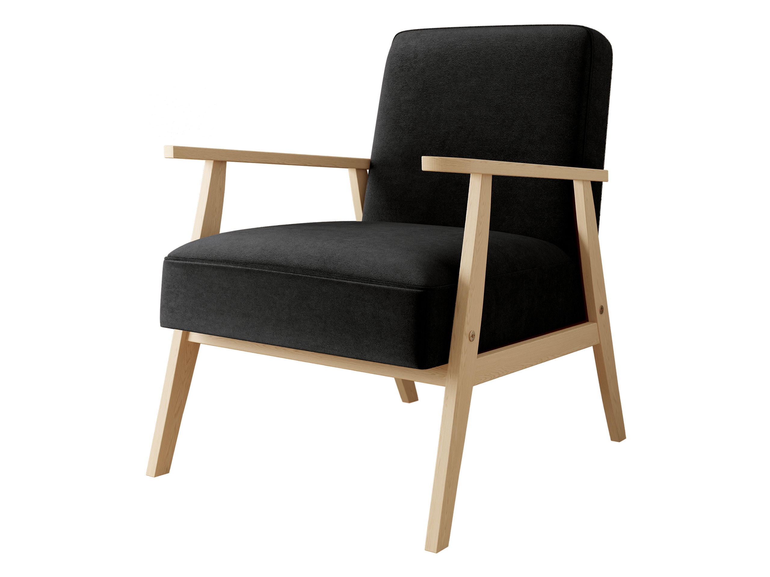 SESSEL Retro - Schwarz/Naturfarben, Holz/Textil (59/76/67cm) - MIRJAN24