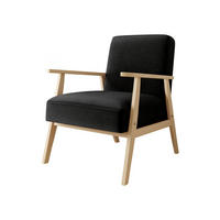 SESSEL Retro - Schwarz/Naturfarben, Holz/Textil (59/76/67cm) - MIRJAN24