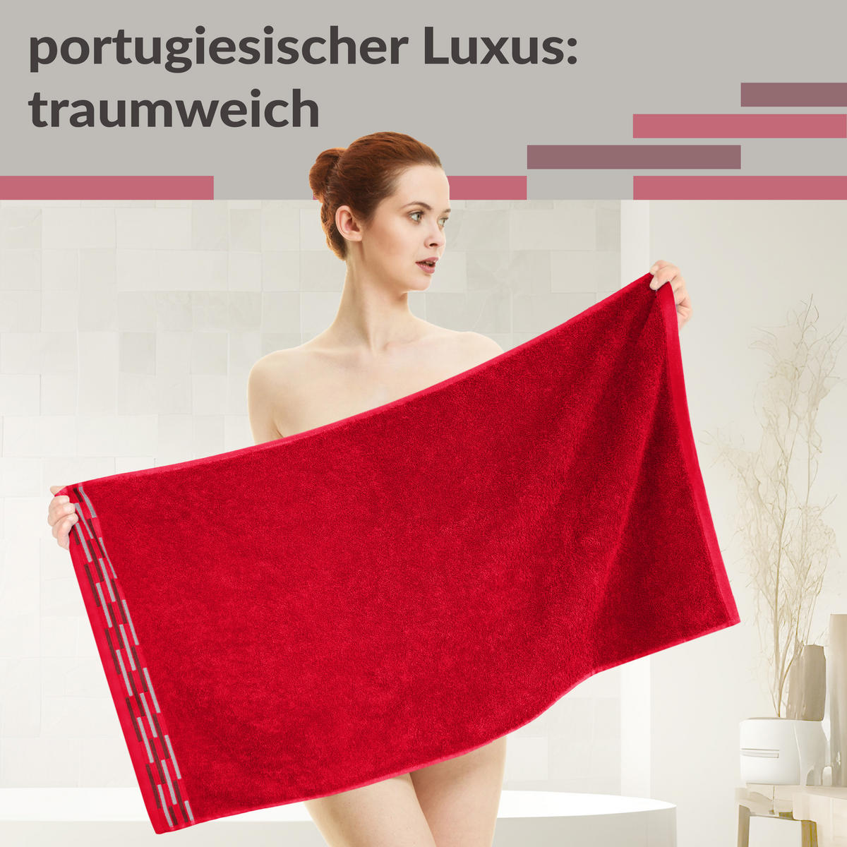 HANDTUCH Lugano Rot 2er 50x100 cm - Rot, Textil (50/100cm) - Lashuma