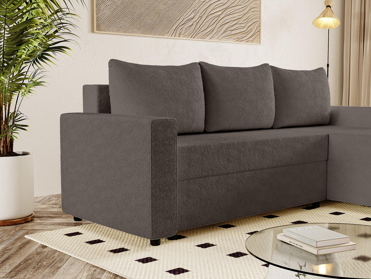 ECKSOFA Goka L mit Schlaffunktion, Braun - Braun, Textil (230/146cm) - Fedve