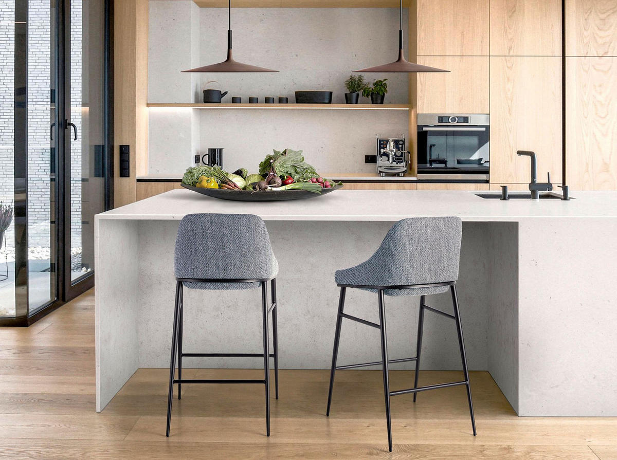 HOCKER aus grauem Stoff - Schwarz/Grau, Textil/Metall (49/90/53cm) - ANGEL CERDA