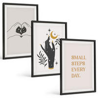 BILDER SET 3er Set - 40x60 cm Schwarzer Rahmen - Minimalistische Boho-Illustrationen - Schwarz, Kunststoff (40/60cm) - TULUP