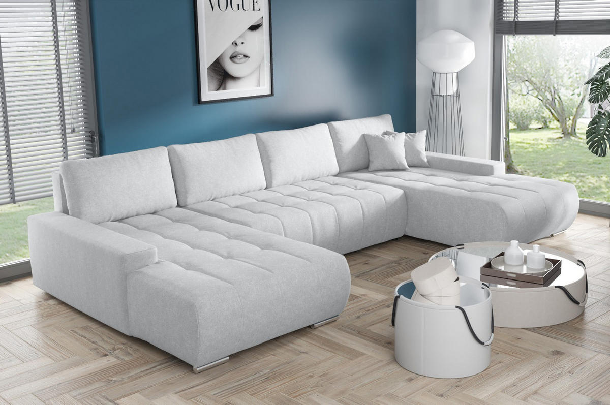 ECKSOFA U-Form für Wohnzimmer MONA Grau - Grau, Holzwerkstoff (350/85/185cm) - Compleo24