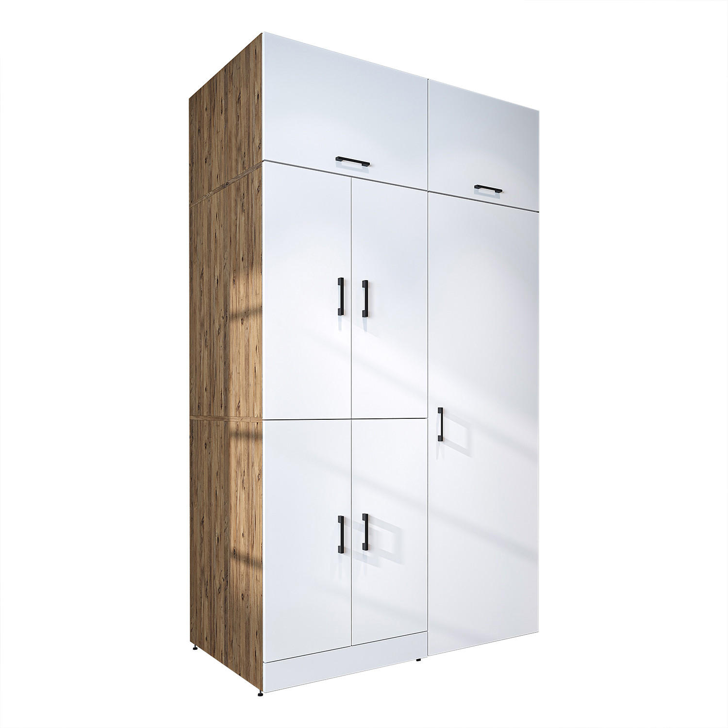 WASCHMASCHINENSCHRANK DORA-I 130cm Breit, 230cm Hoch - Eiche Bianco, Holzwerkstoff (130/230/73.8cm)