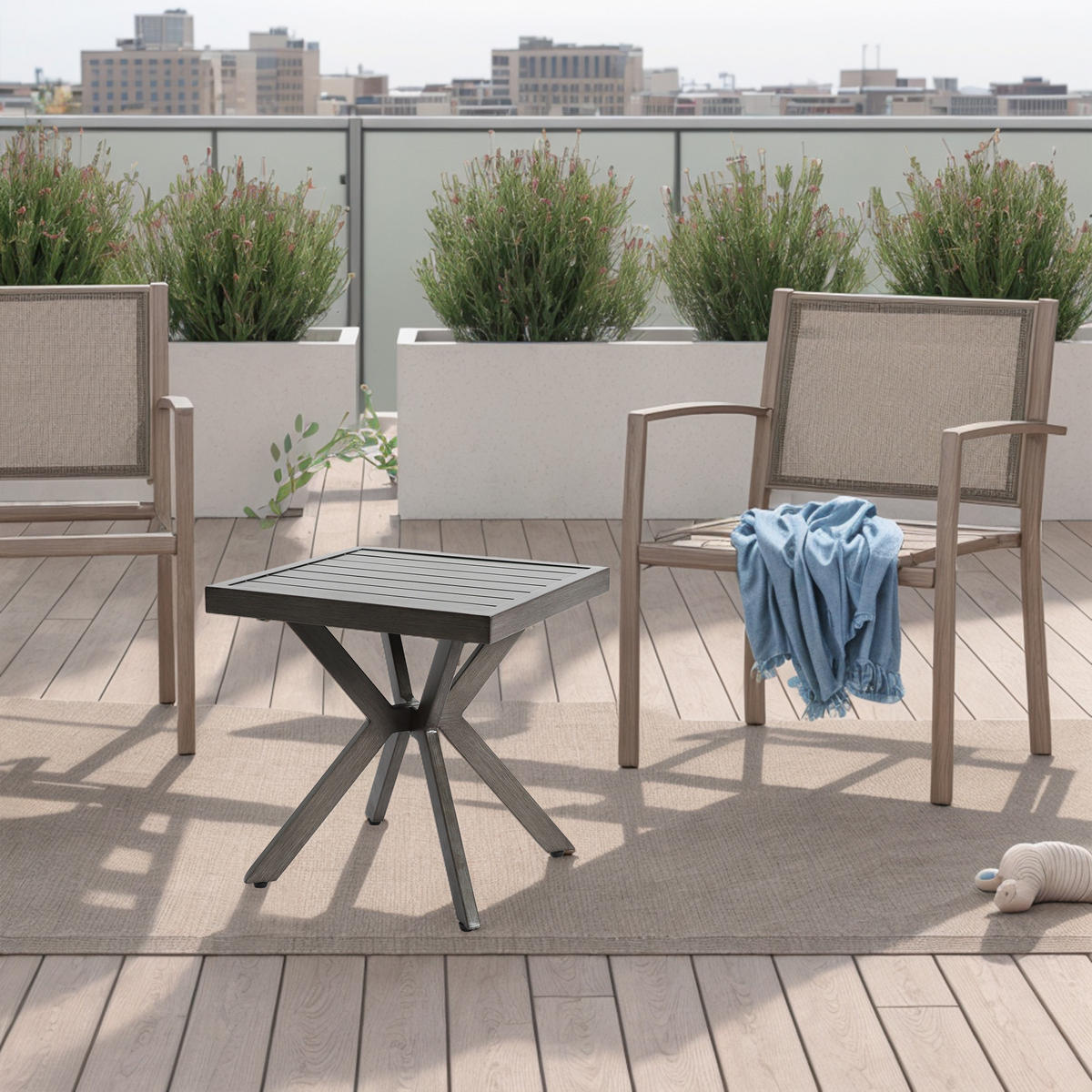 GARTEN BEISTELLTISCH Aluminium Dunkelgrau - Grau, Metall (45/45/47cm) - ComfortXL