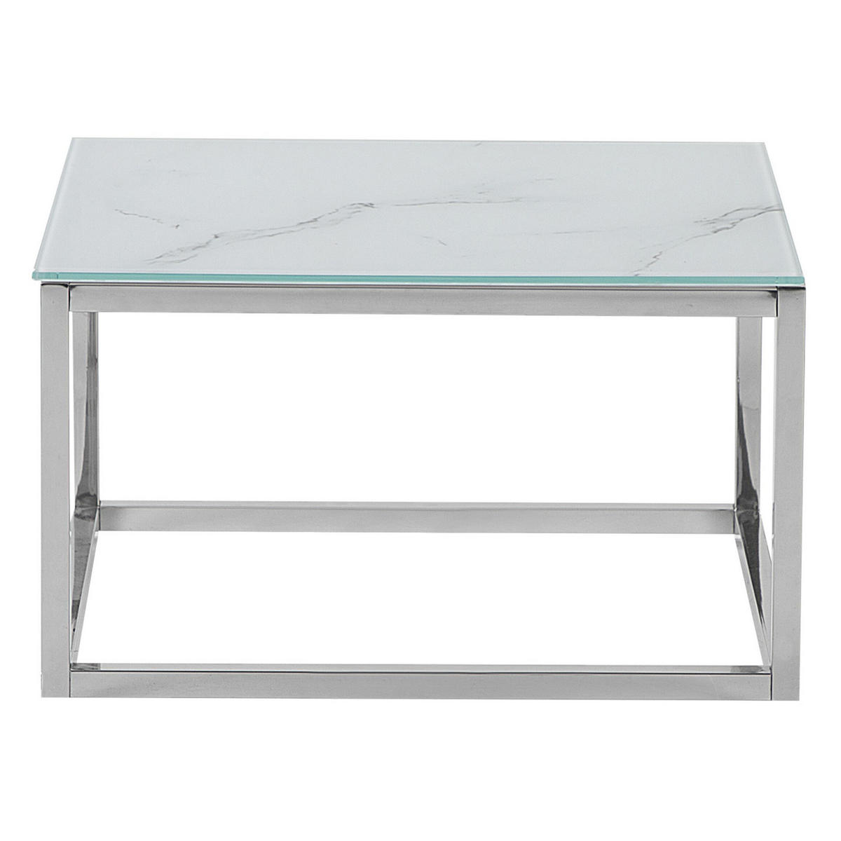 COUCHTISCH 2er-Set Quadratisch Weiß, Silber Brea - Weiß, Glas (60/60cm) - Beliani