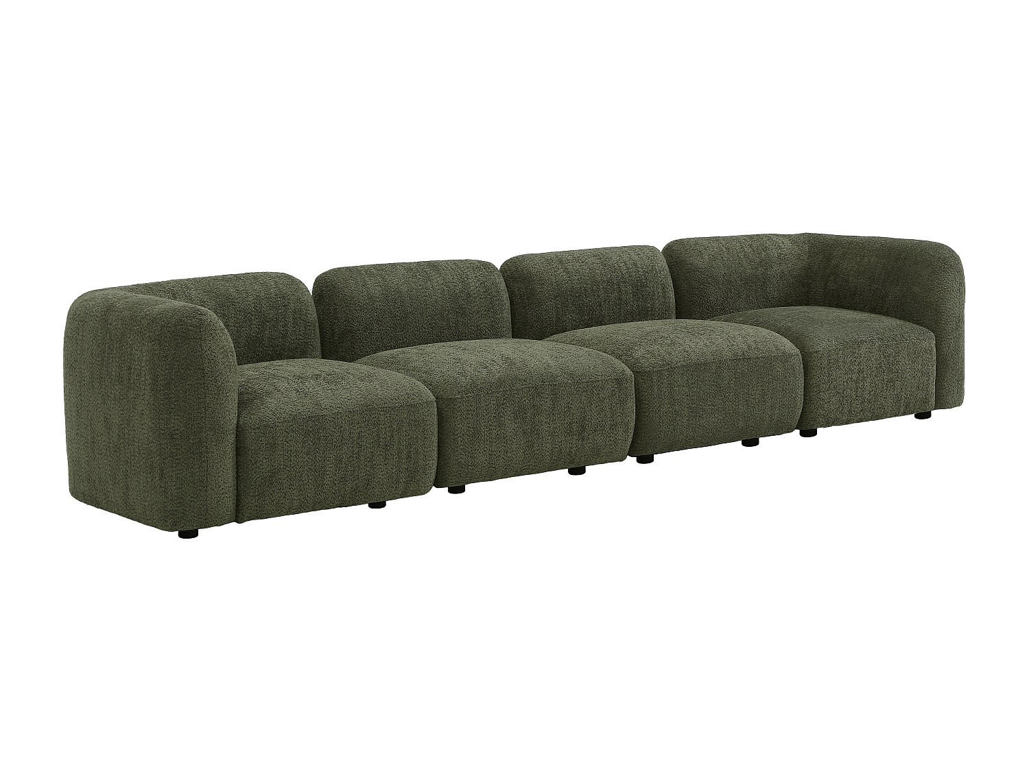 MODULIERBARES Sofa - 5 Personen - stoff - grün Danepi - Grün, Holz/Textil (348/69/94cm) - Vente-Unique