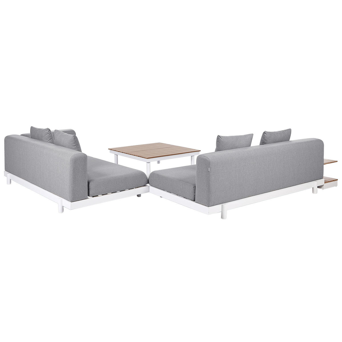 LOUNGE SET 5-Sitzer Aluminium weiß Auflagen grau Missanello - Weiß/Grau, Textil - Beliani