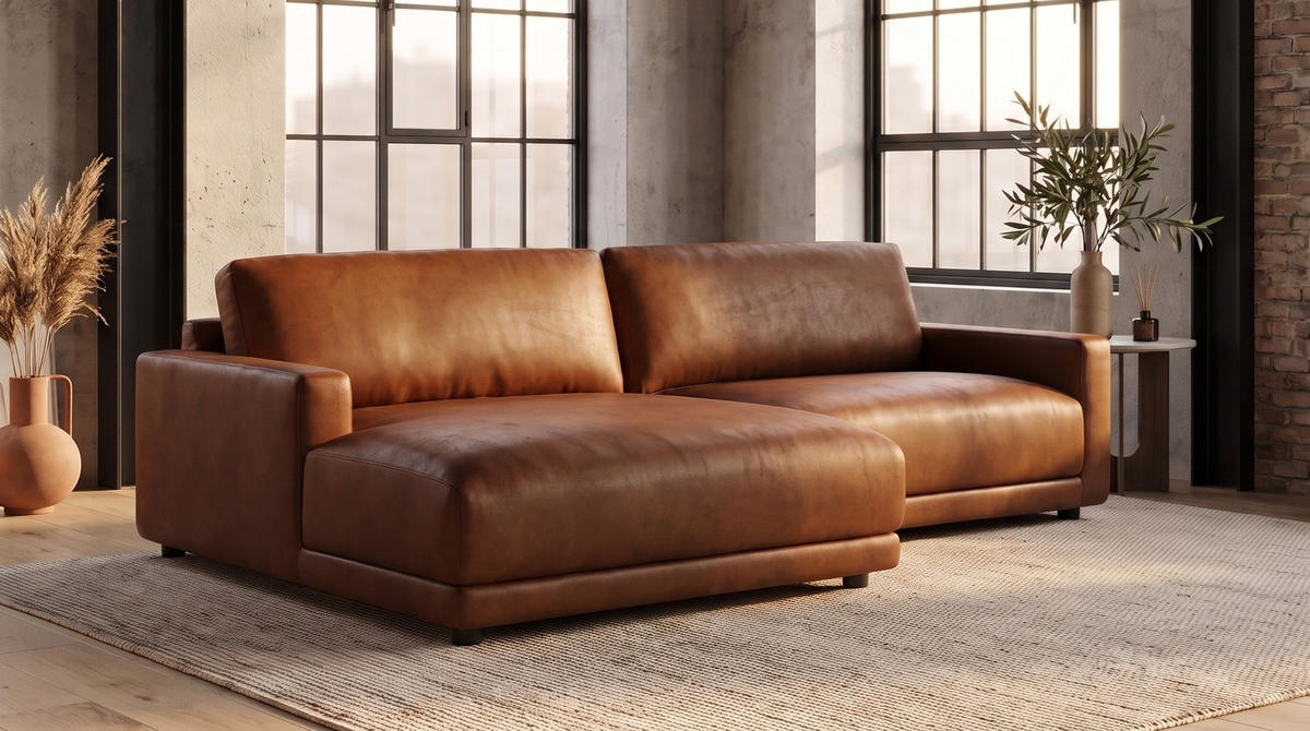 ECKSOFA MARLIN Braun Lederfaserstoff - Dunkelbraun/Schwarz, Leder/Kunststoff (262/168cm) - KAWOLA