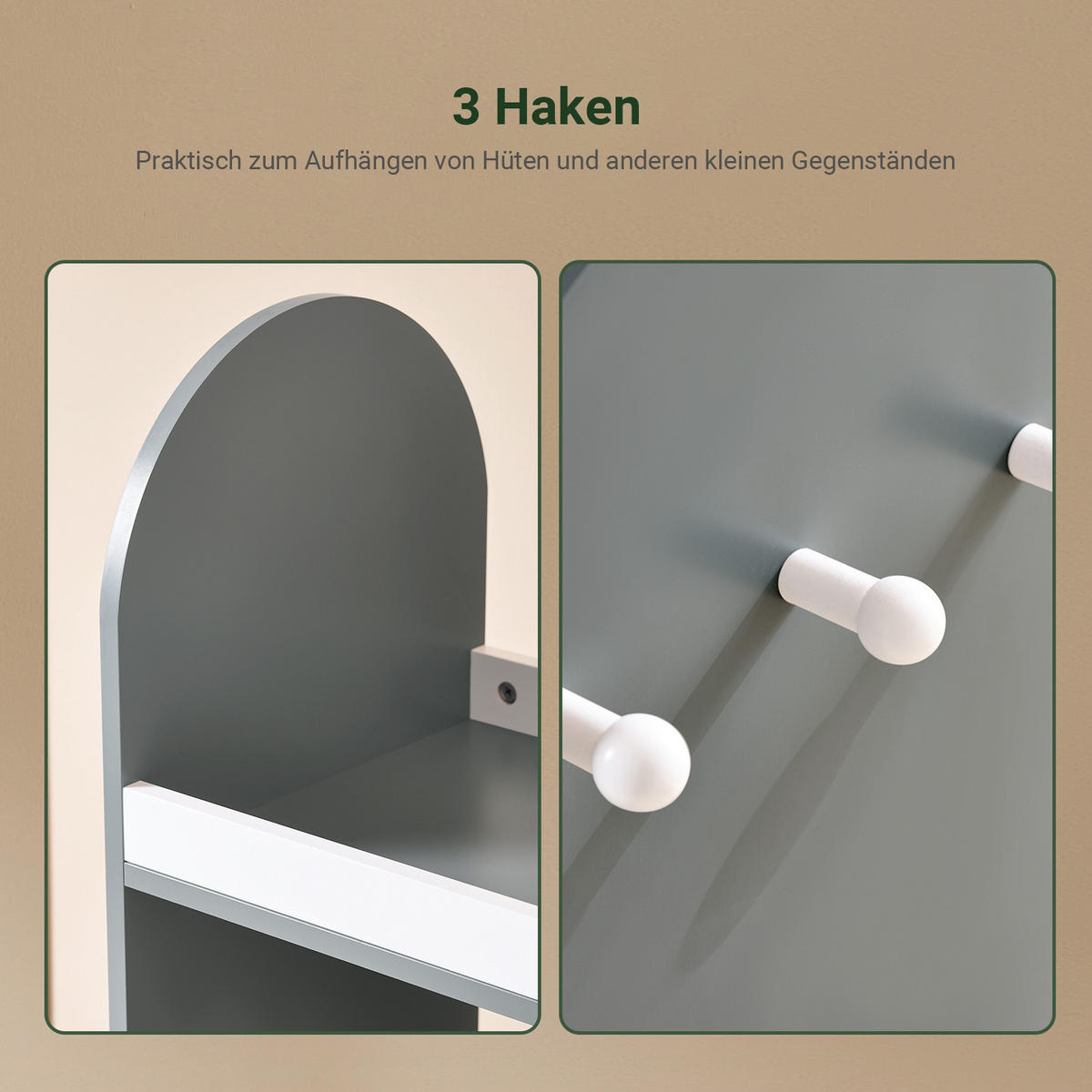 KINDERGARDEROBE Grau - Grau, Holzwerkstoff (97/108/35cm) - SoBuy
