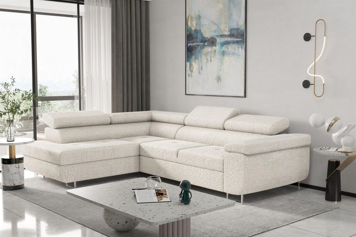 ECKSOFA Jade Mit Schlaffunktion - Beige, Holzwerkstoff/Textil (202/275cm) - Fun Möbel