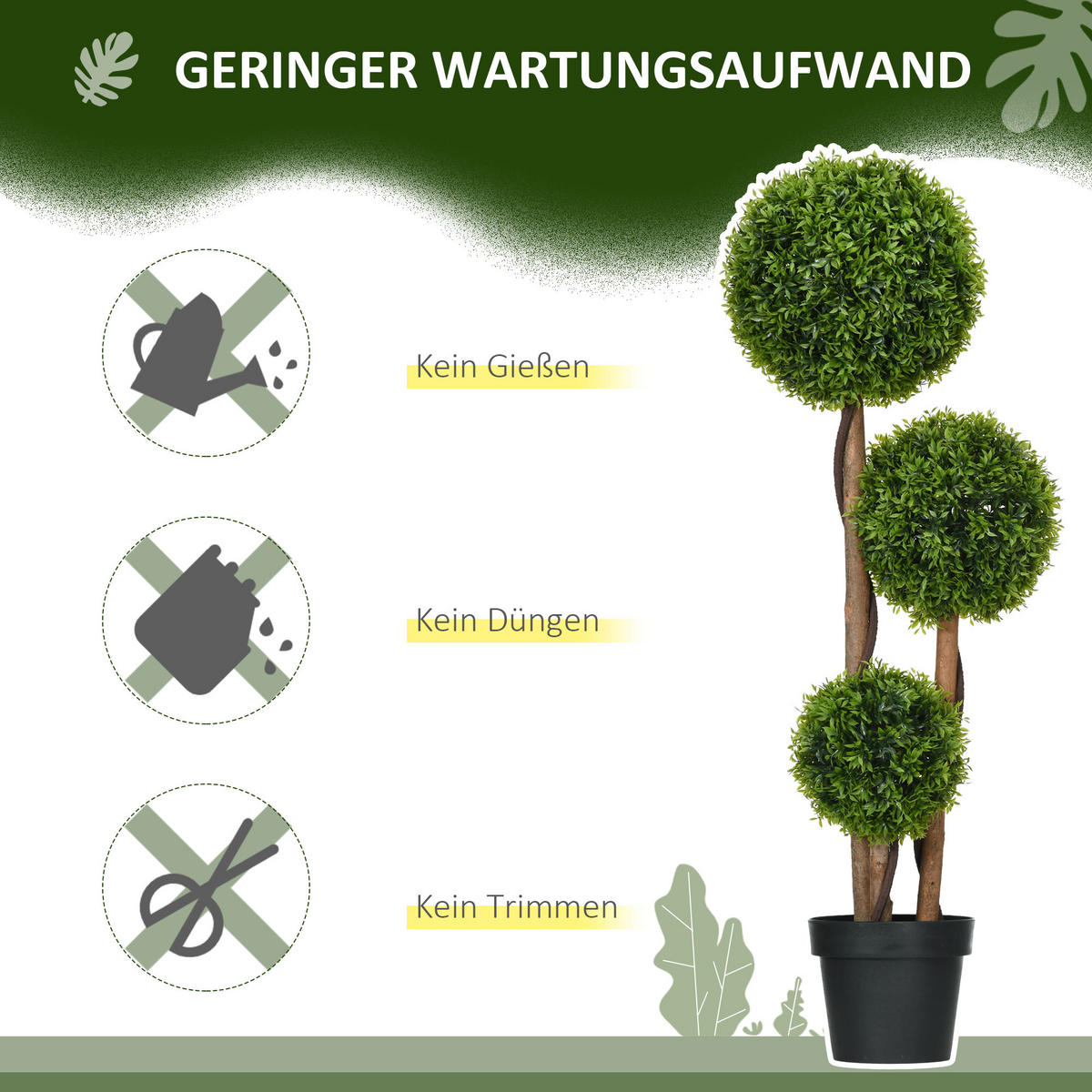 KUNSTPFLANZE PE Grün - Schwarz/Braun, Kunststoff (110cm) - HOMCOM