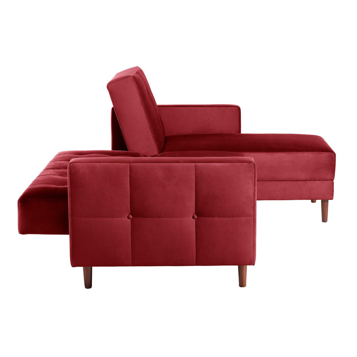 FUNKTIONSSOFA mit Hocker Katunia Samtvelours rot - Rot, Kunststoff (222/92/144cm) - 58aufmkessel