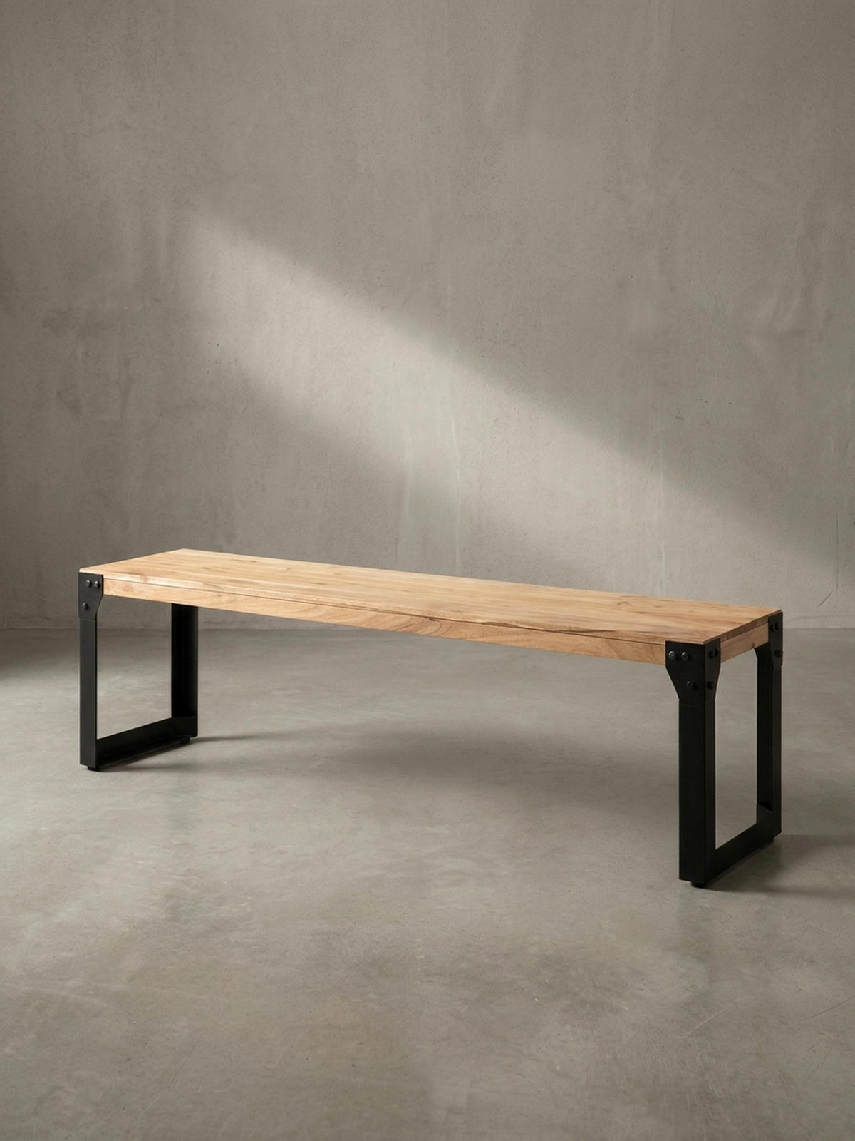 ESSZIMMERBANK Massivholz Metall ohne Lehne, Akazie 160x40x45 cm - Schwarz/Braun, Holz/Metall (160/45/40cm) - KADIMA DESIGN